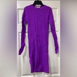 Zara Purple Ribbed Knit Dress S